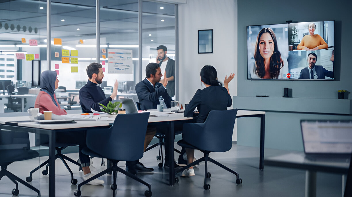 Video conferencing system in boardroom